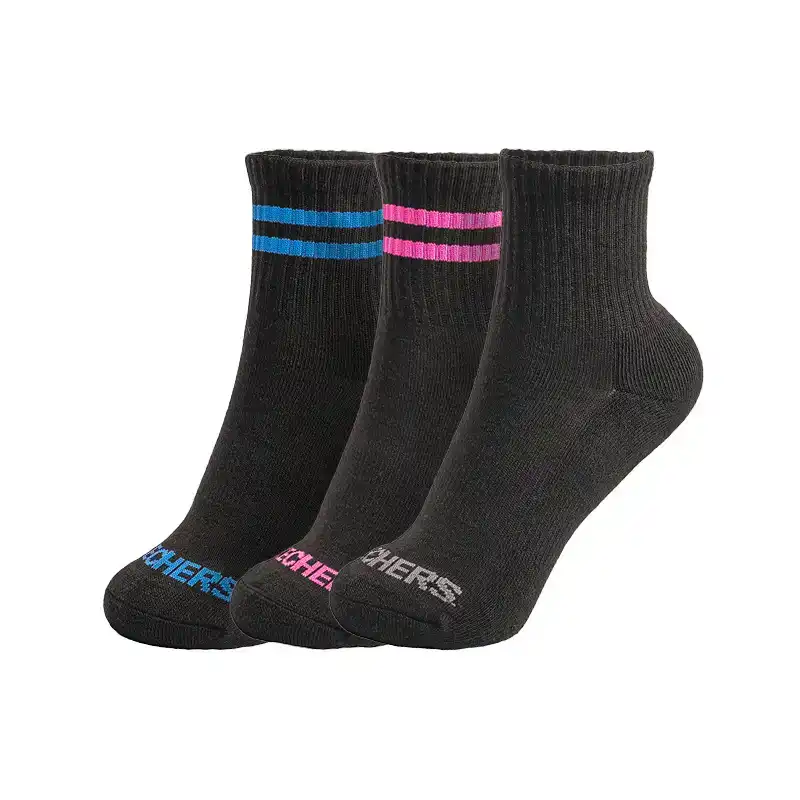 S118531-012_A 3Pk Womens 1/2 Terry Qtr Crew Black / Blue – Image 1